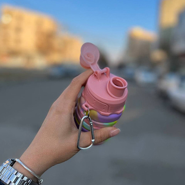 قمقمه مدل سیلیکونی تاشو بدون بو وزن ۱۶۰ گرمی درب آسان نوش