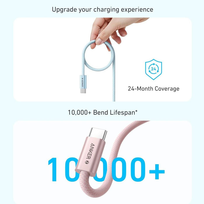 کابل تبدیل USB-C به USB-C انکر مدل Zolo A8060 طول 1 متر