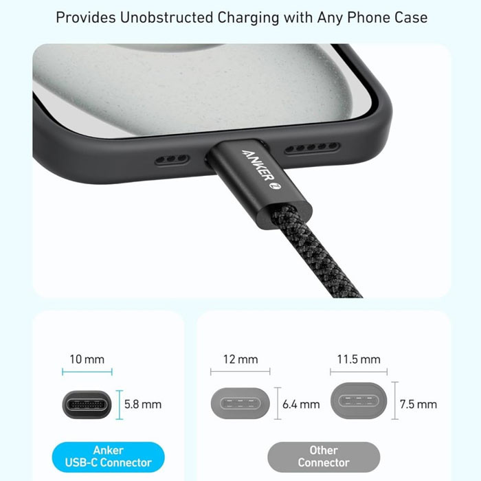 کابل تبدیل USB-C به USB-C انکر مدل Zolo A8060 طول 1 متر